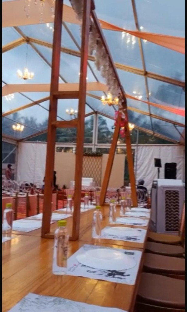 Long table marquee dining