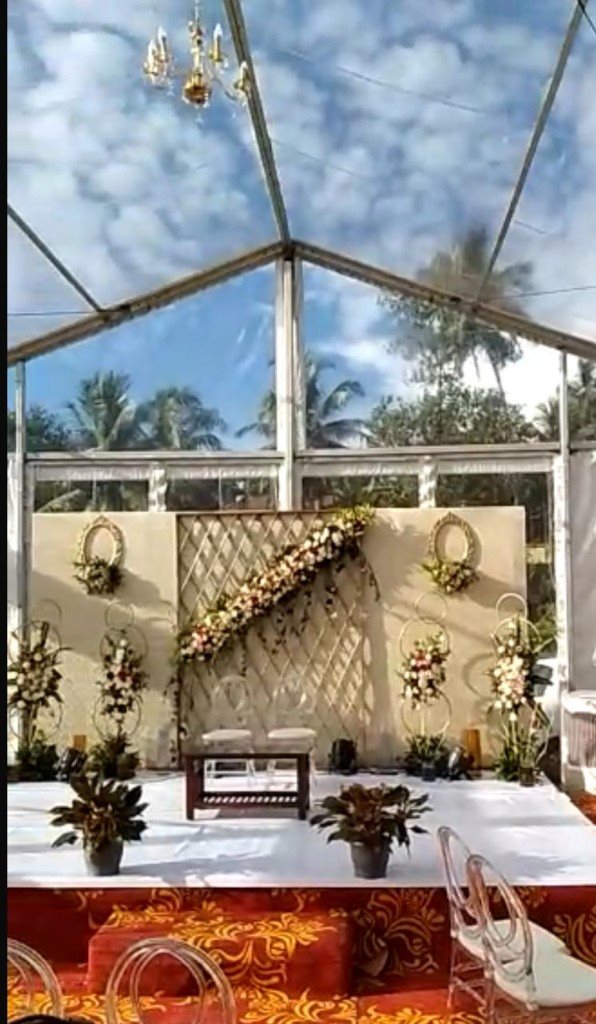 Glass marquee wedding stage